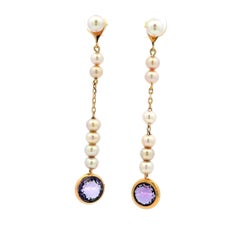 Mimi Milano 18K Rose Gold Pearl and Amethyst Day-to-Night Drop Earrings