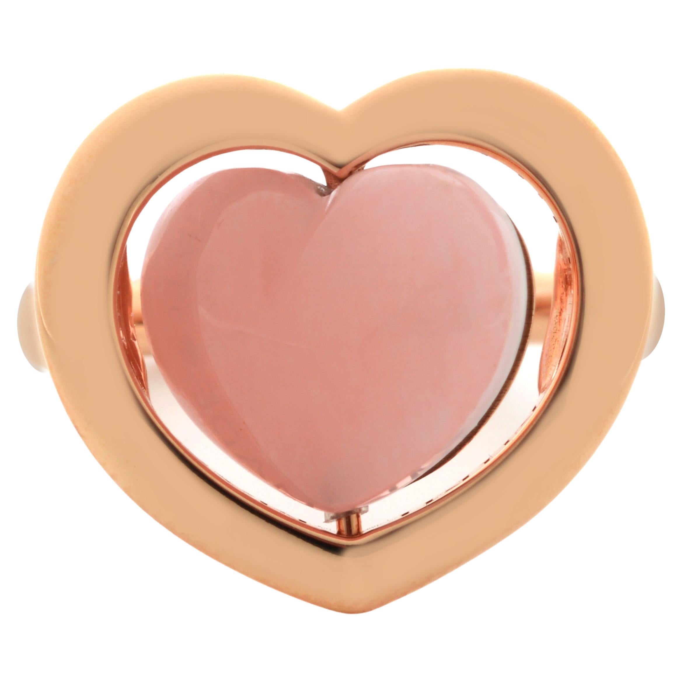 Mimi Milano 18K Rose Gold, Rose Quartzite Cocktail Ring sz 5