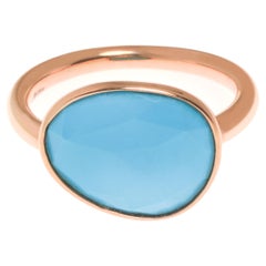 Mimi Milano 18K Rose Gold, Turquoise Cocktail Ring sz 6.25