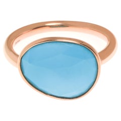 Mimi Milano 18K Rose Gold, Turquoise Cocktail Ring sz 6.75