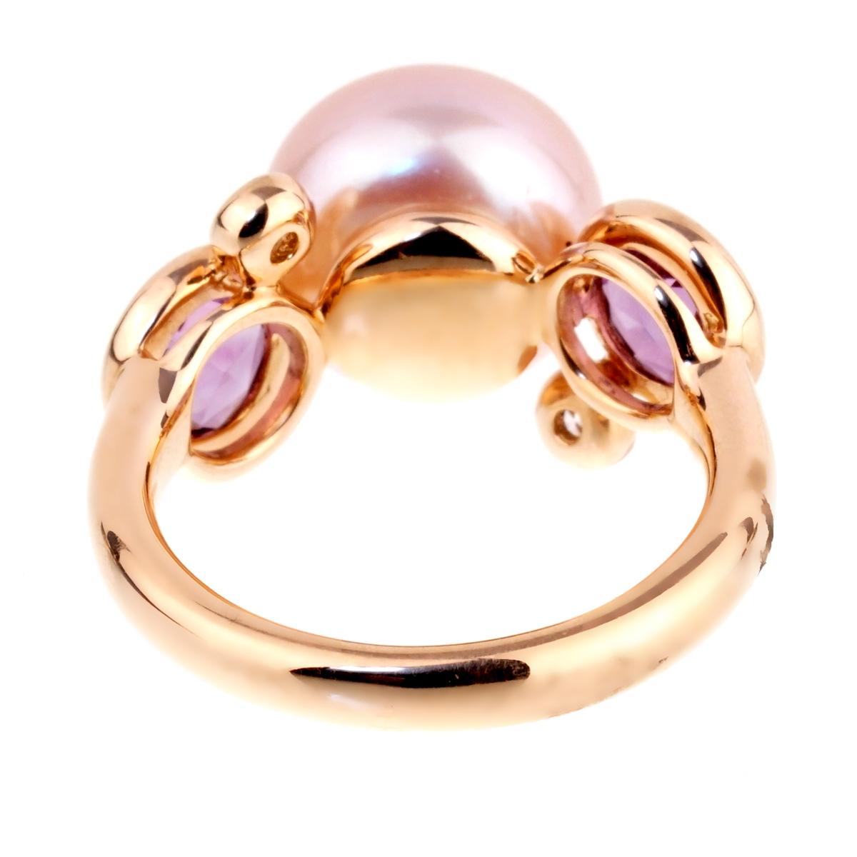 Mimi Milano Amethyst Pearl Diamond Ring In New Condition In Feasterville, PA