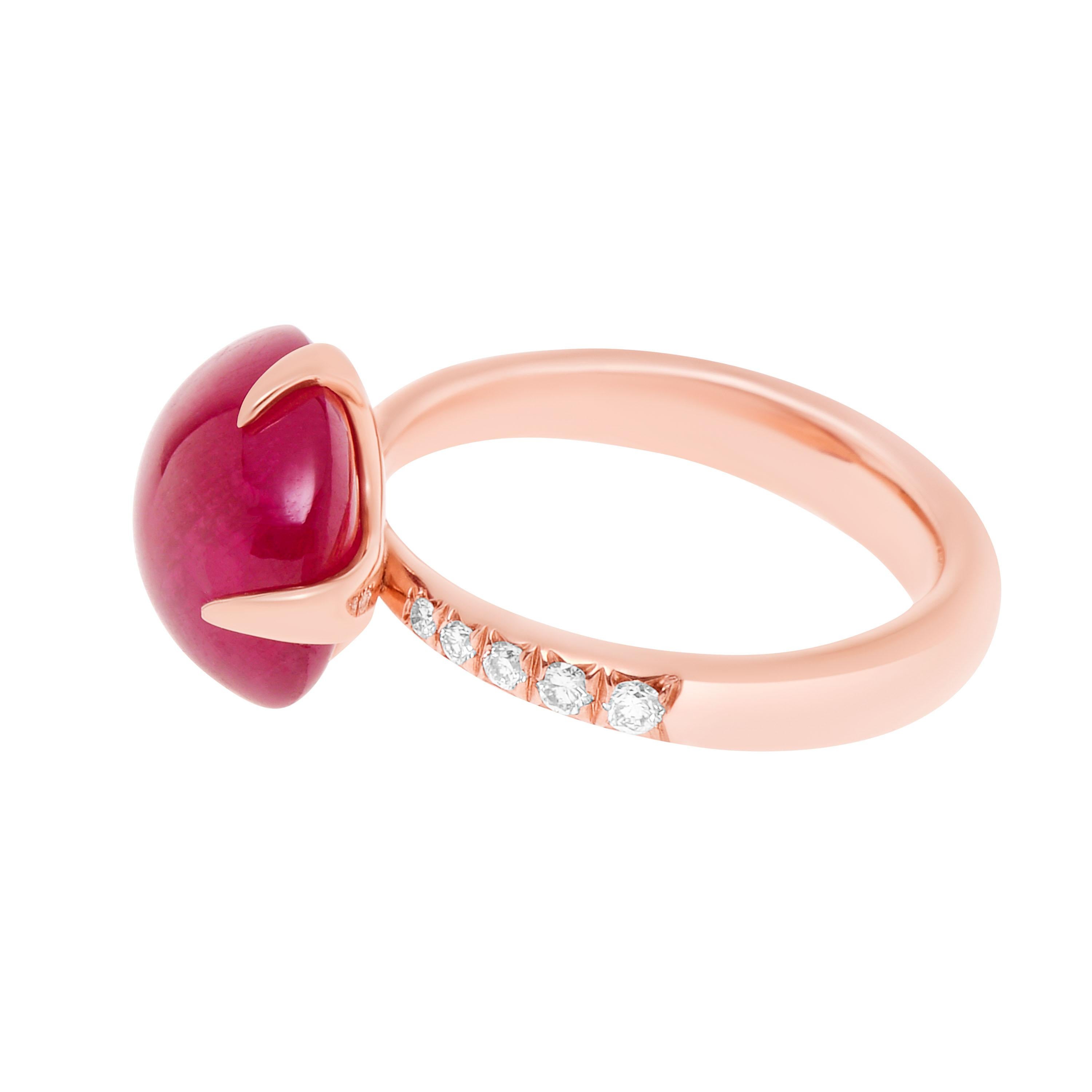 Mimi Milano Astrea Statement-Ring, Farbe 18K Roségold Rubin & Diamant Größe 6,5 (Zeitgenössisch) im Angebot