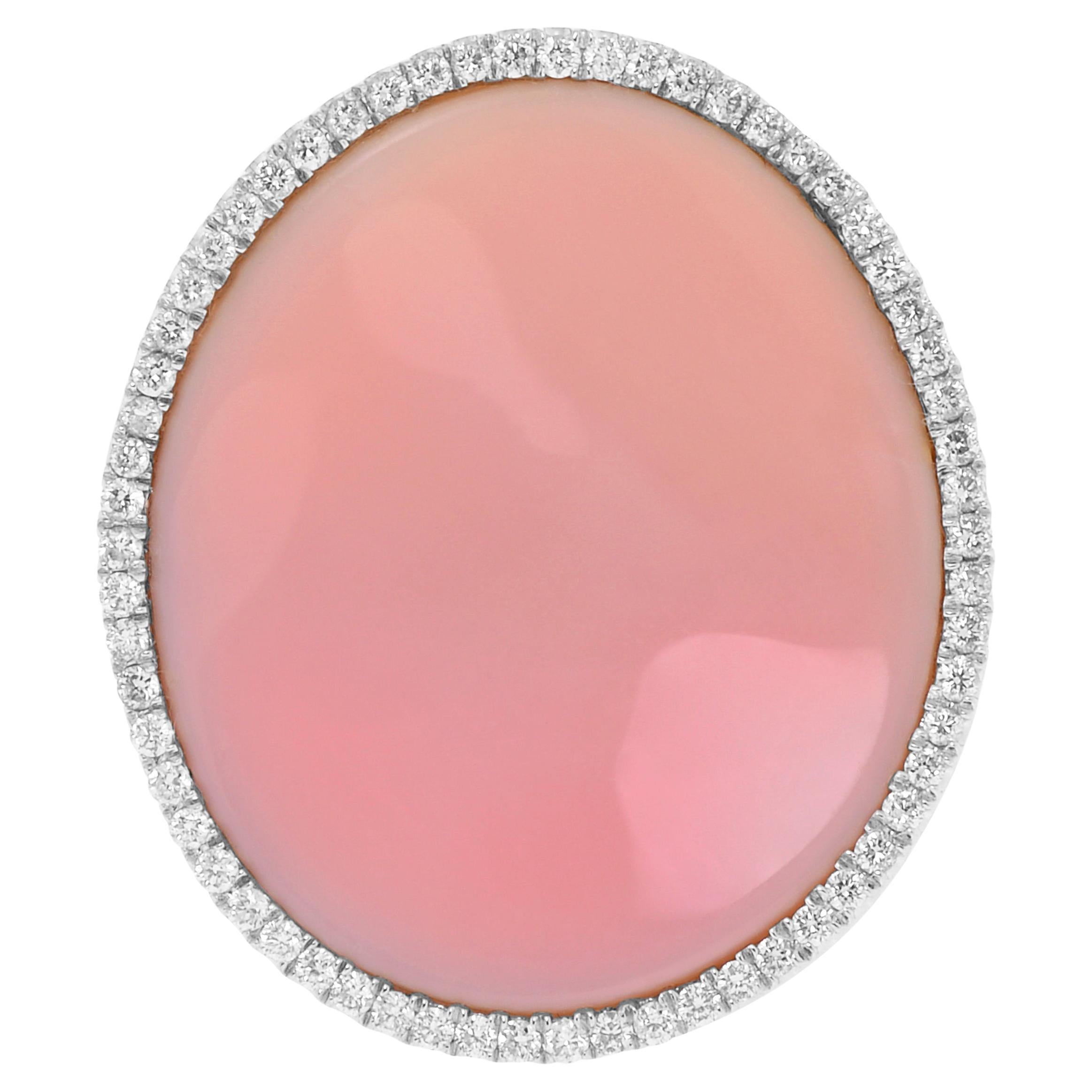Mimi Milano, bague fantaisie Aurora en or blanc 18 carats, nacre et diamants, taille 6