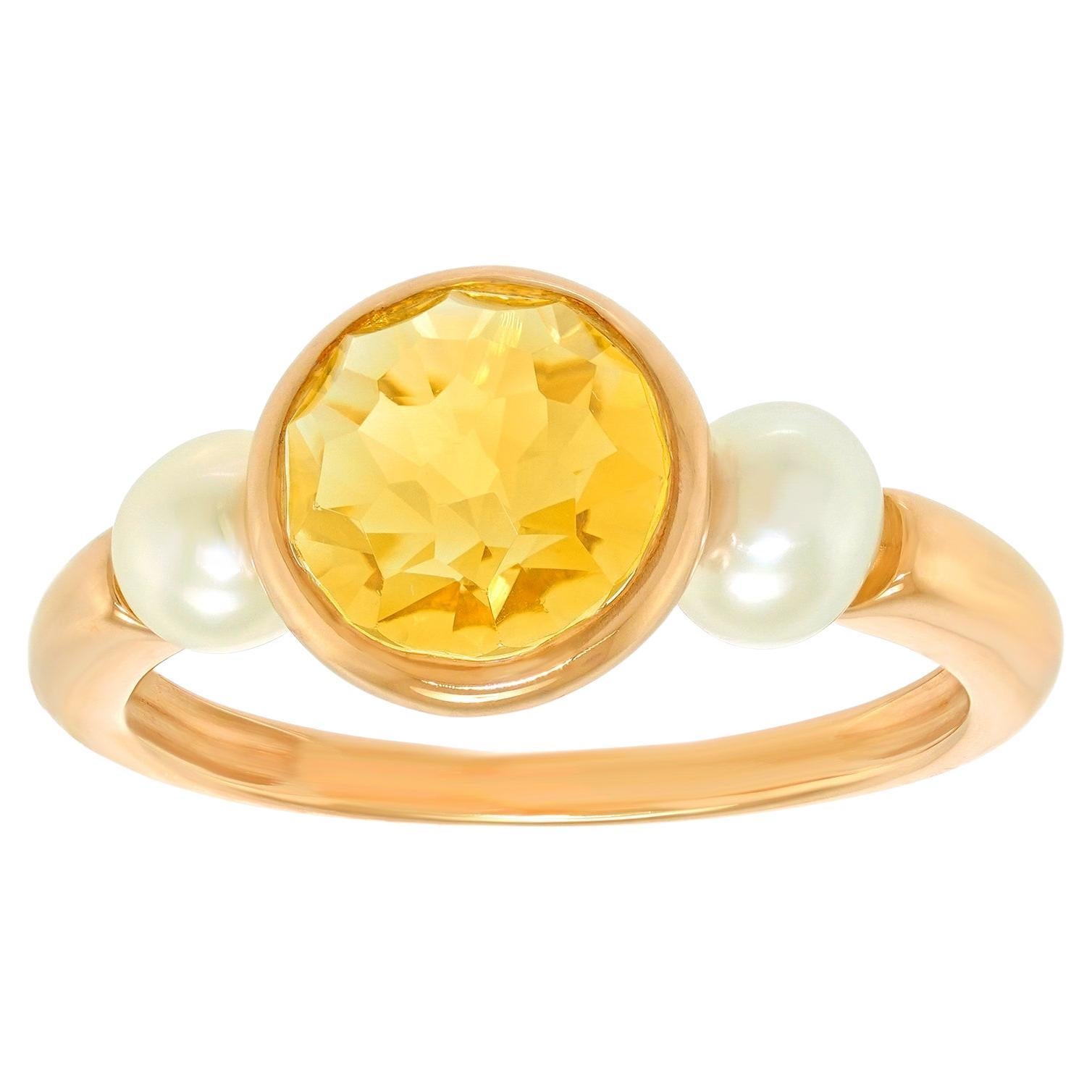 Mimi Milano Citrine and Pearl Ring