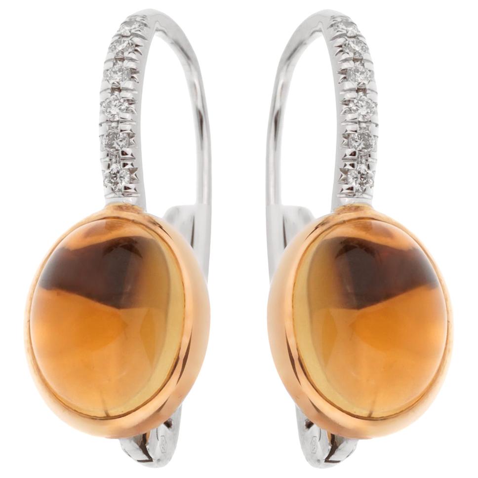 Mimi Milano Citrine Diamond White Gold Drop Earrings