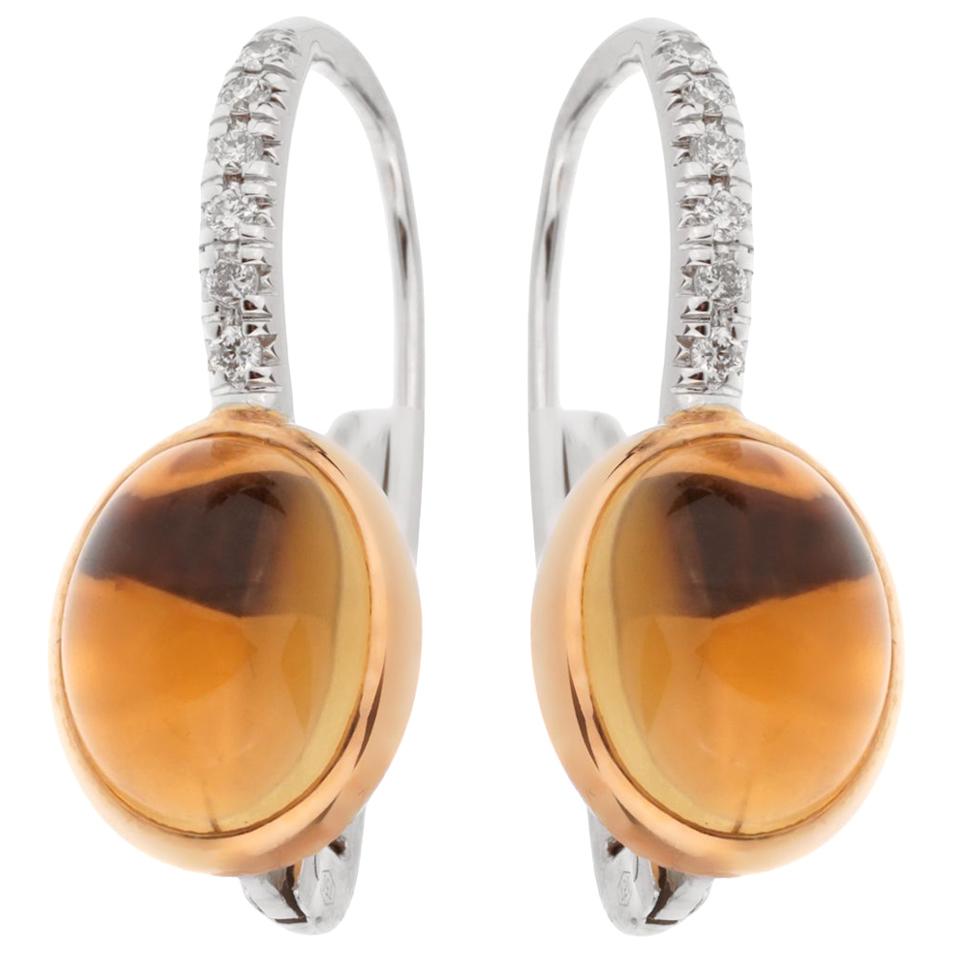 Mimi Milano Citrine Diamond White Gold Drop Earrings For Sale