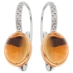 Mimi Milano Citrine Diamond White Gold Drop Earrings