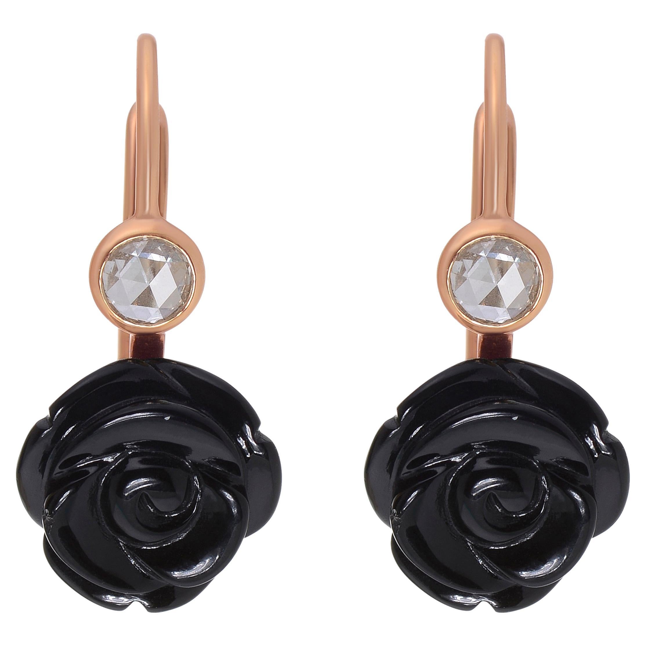Mimi Milano Grace 18k Rose Gold, Agate And Diamond Drop Earrings