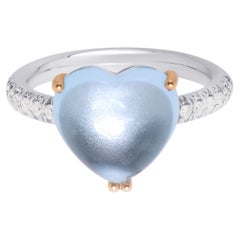 Mimi Milano Juliet 18K White and Rose Gold, Topaz & Diamond Halo Ring sz 7