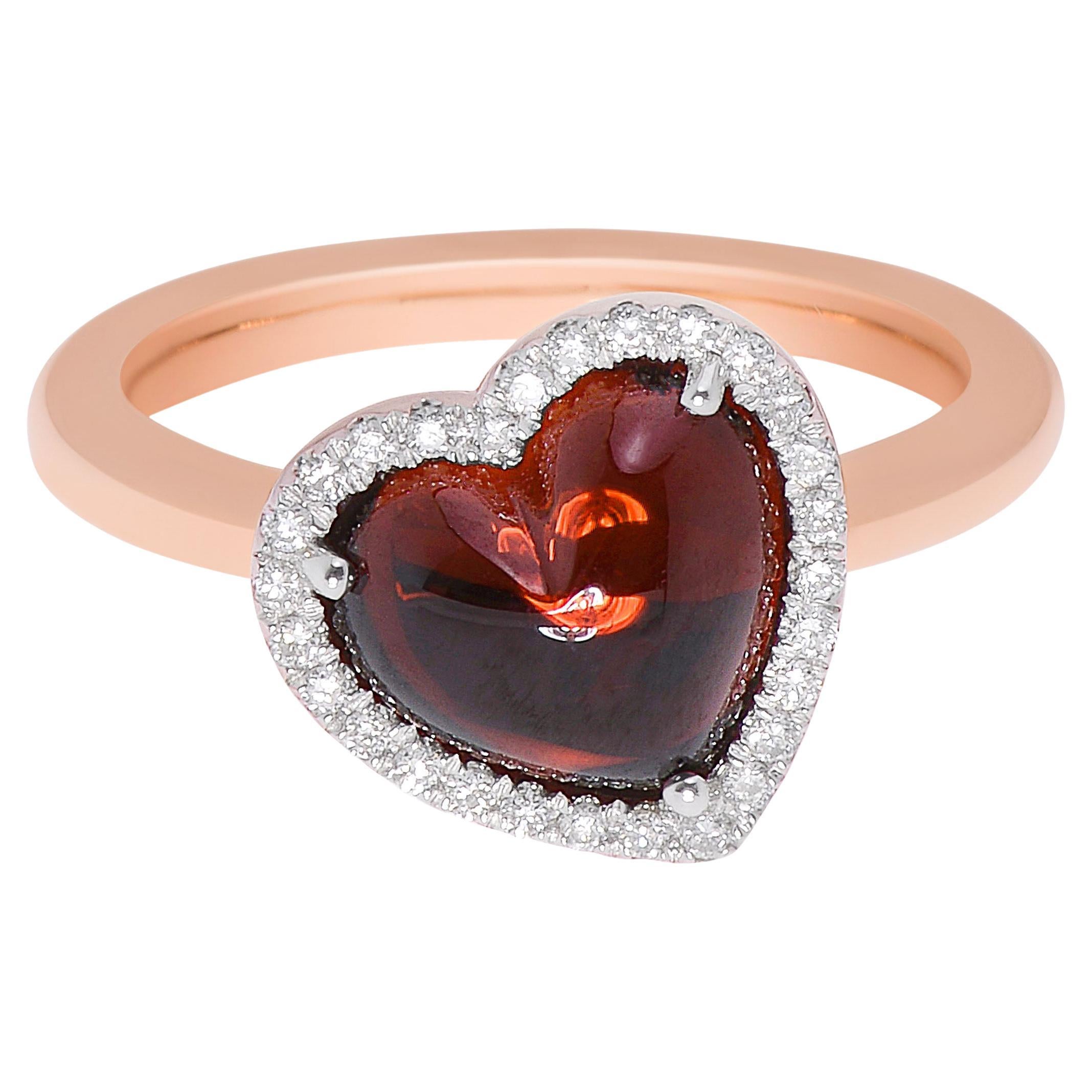 Mimi Milano Juliet 18K Yellow & White Gold, Garnet & Diamond Ring sz 6.25 For Sale