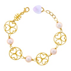 Mimi Milano Pearl and Amethyst Gold Bracelet