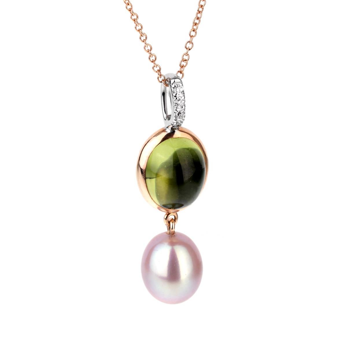 Women's Mimi Milano Peridot Pearl Diamond Necklace