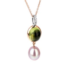 Mimi Milano Peridot Pearl Diamond Necklace