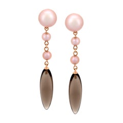 Mimi Milano Smoky Quartz Pearl Rose Gold Earrings