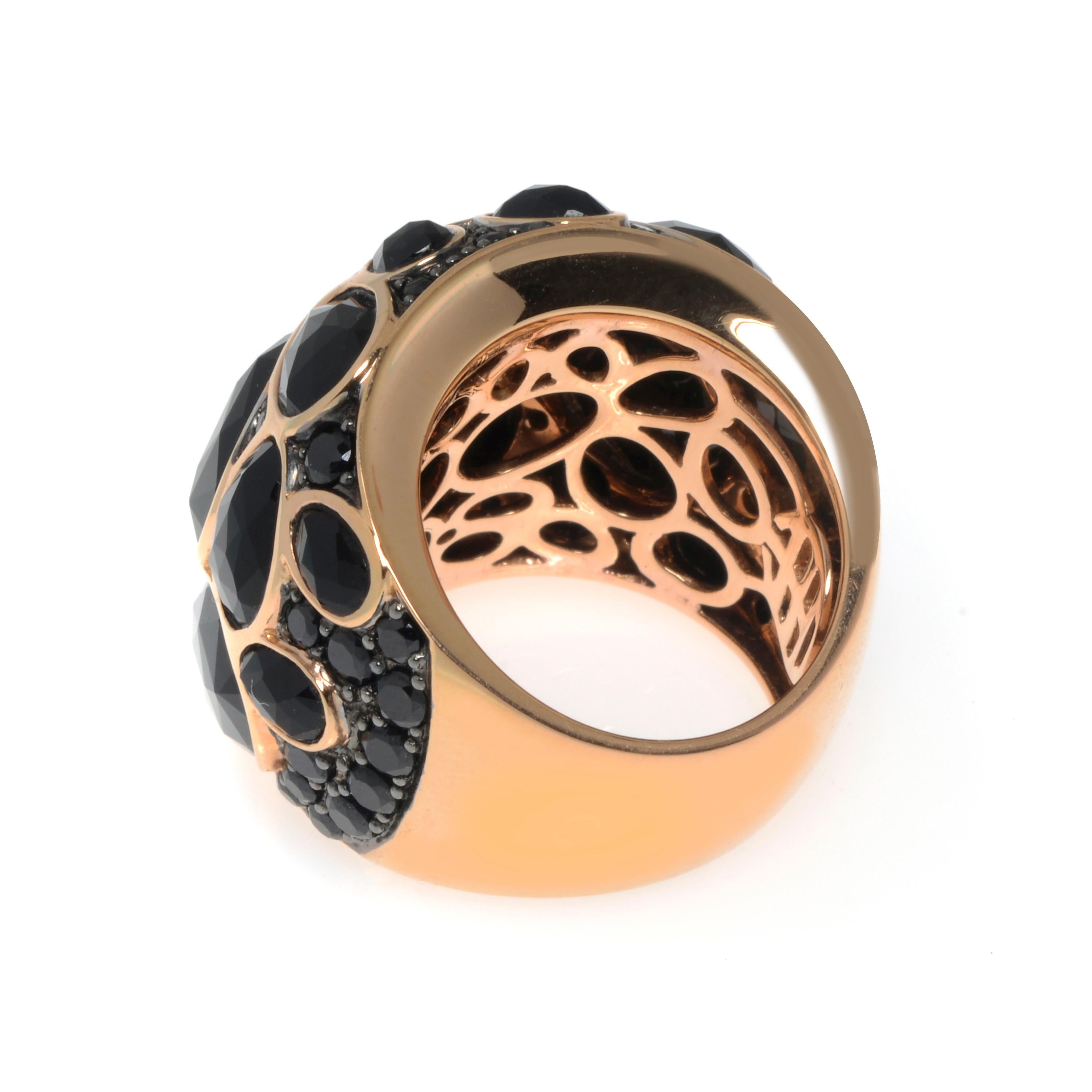 Contemporary Mimi Milano Talita 18K Rose Gold and Agate Ring Sz 6.25 For Sale