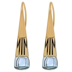 Mimi Milano Tam Tam 18k Yellow Gold Blue Topaz Drop Earrings