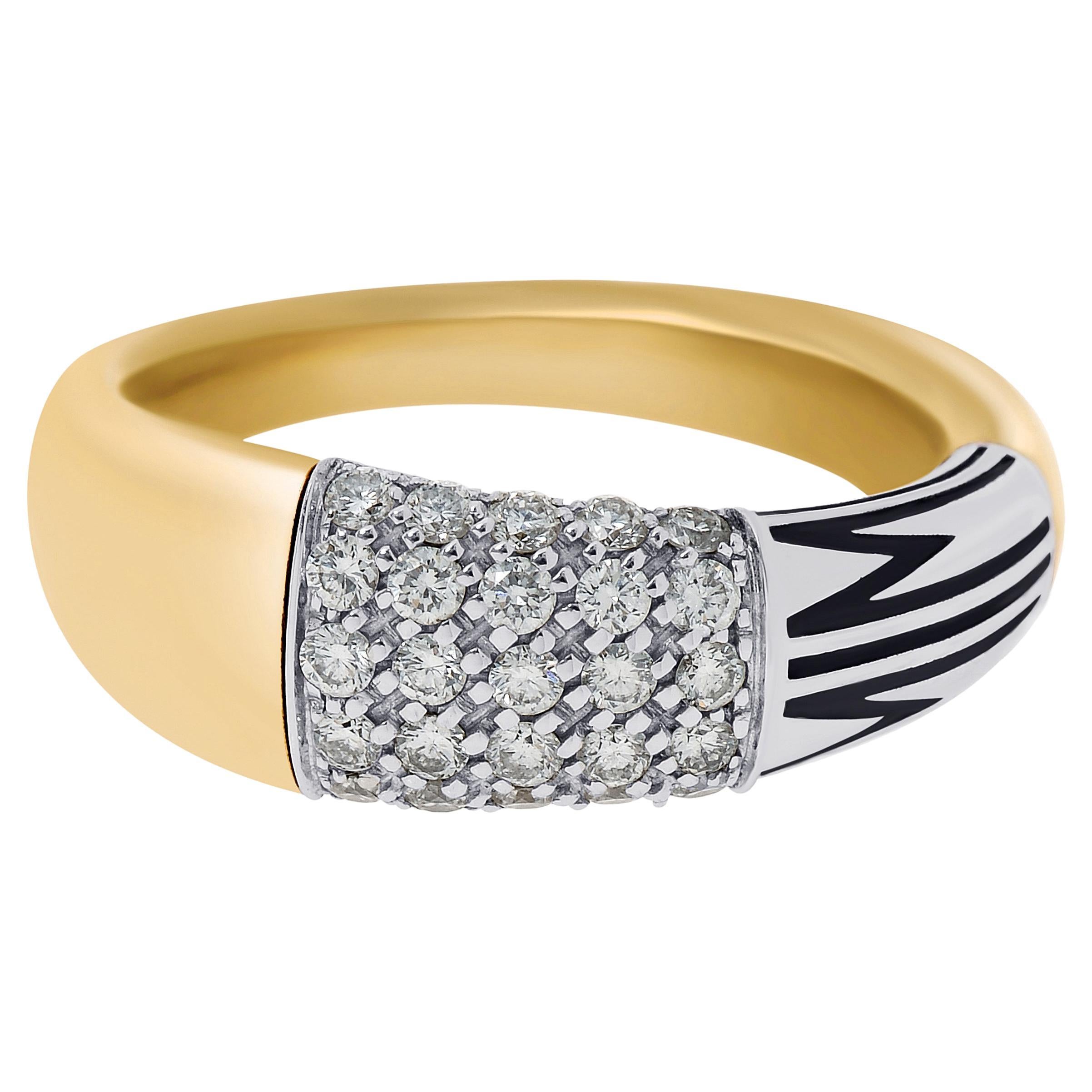 Mimi Milano Tam Tam 18K Gelb- & Weißgold, Diamantband Ring Sz. 7