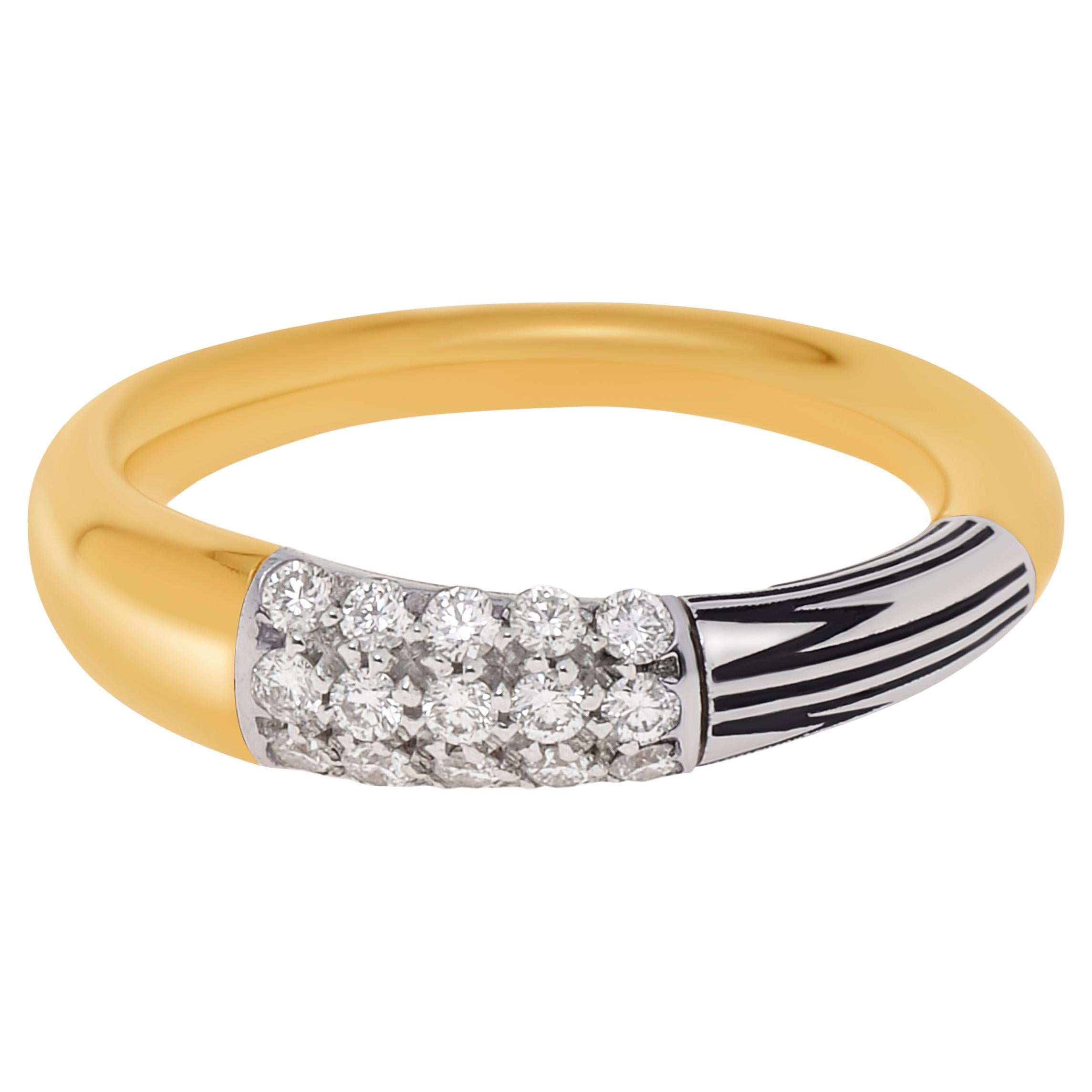 Mimi Milano Tam Tam 18K Yellow & White Gold, Diamond Ring sz 6.75 For Sale