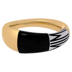 Mimi Milano Tam Tam 18K Yellow & White Gold, Onyx Ring sz 7