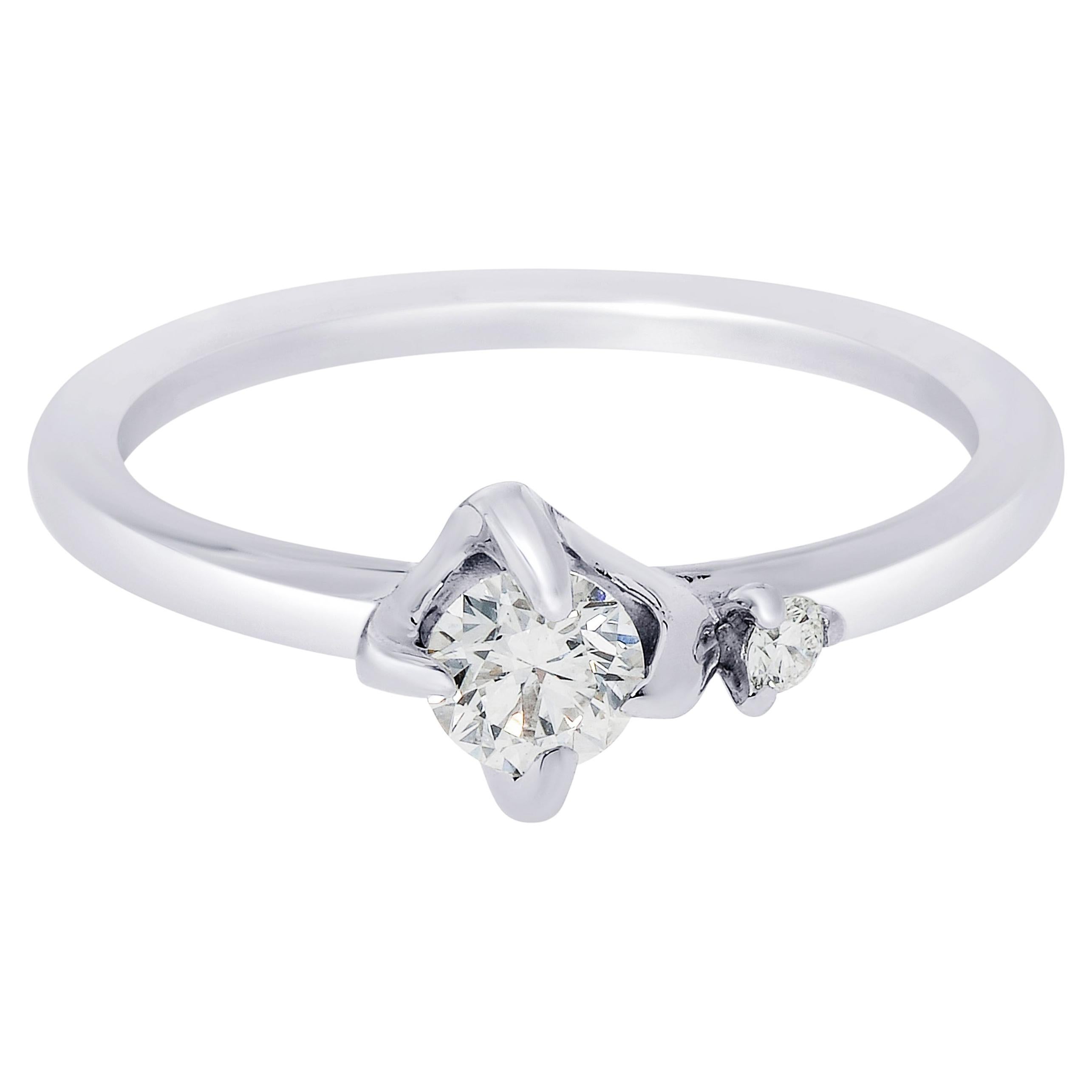 Bague Vega en or blanc 18 carats avec diamants Mimi Milano, taille 7