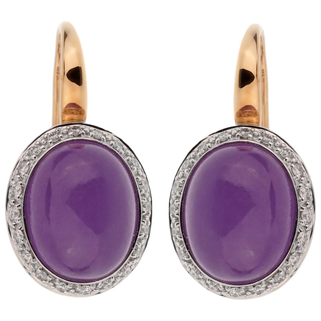 Mimi Milano Violet Jade Diamond Earring For Sale
