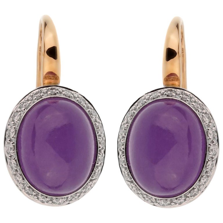 Mimi Milano Violet Jade Diamond Earring For Sale at 1stDibs