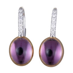 MIMÍ Mimi 18 Karat Rose and White Gold Diamonds and Amethyst Lever Back Earrings