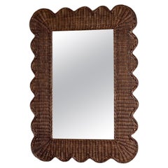 Mimi Rattan Scalloped Mirror, Large Teak