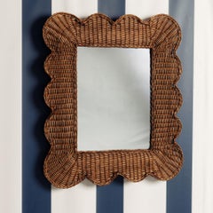 Mimi Rattan Scalloped Mirror, Small Teak