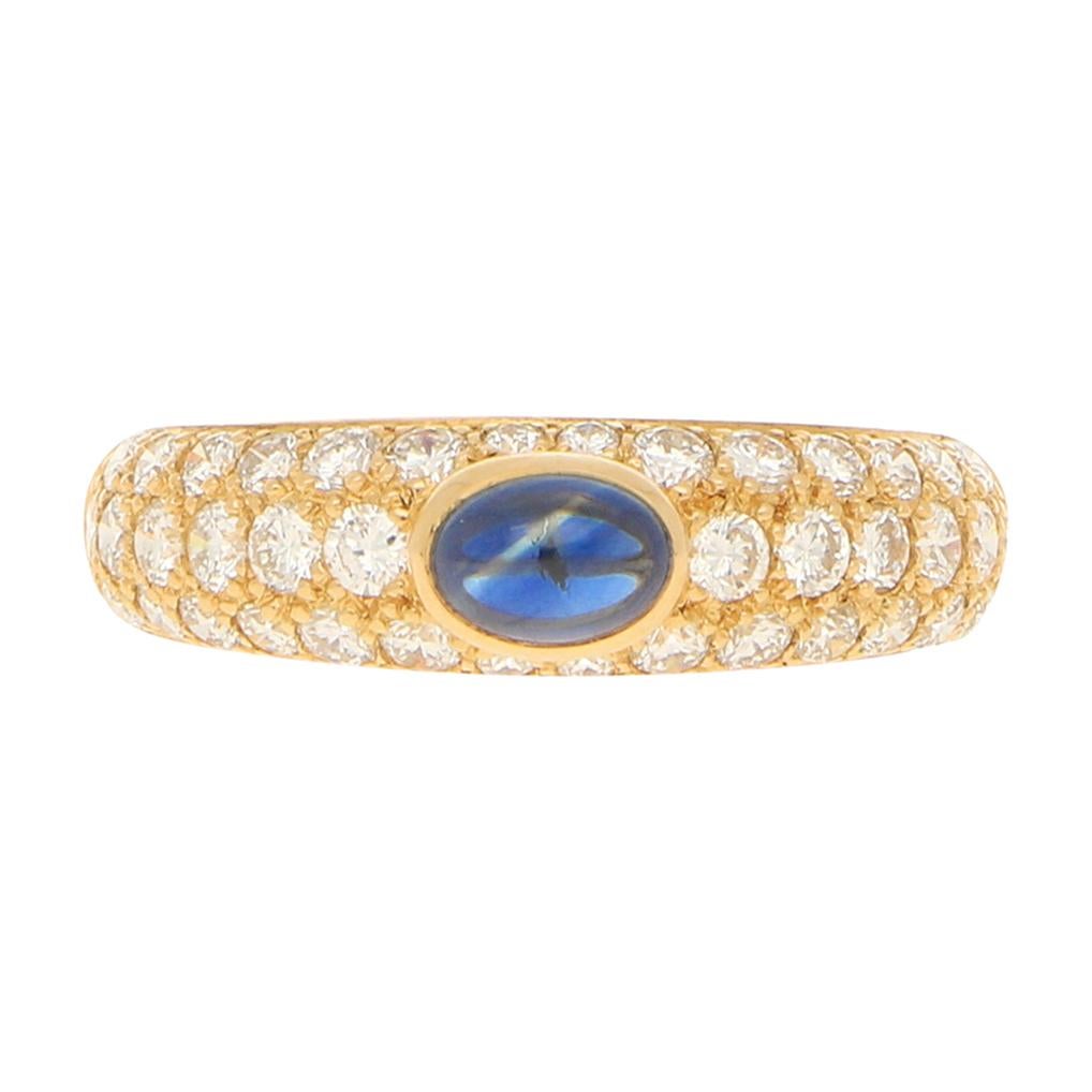 Cartier "Mimi" Sapphire and Diamond Ring in 18k Yellow Gold