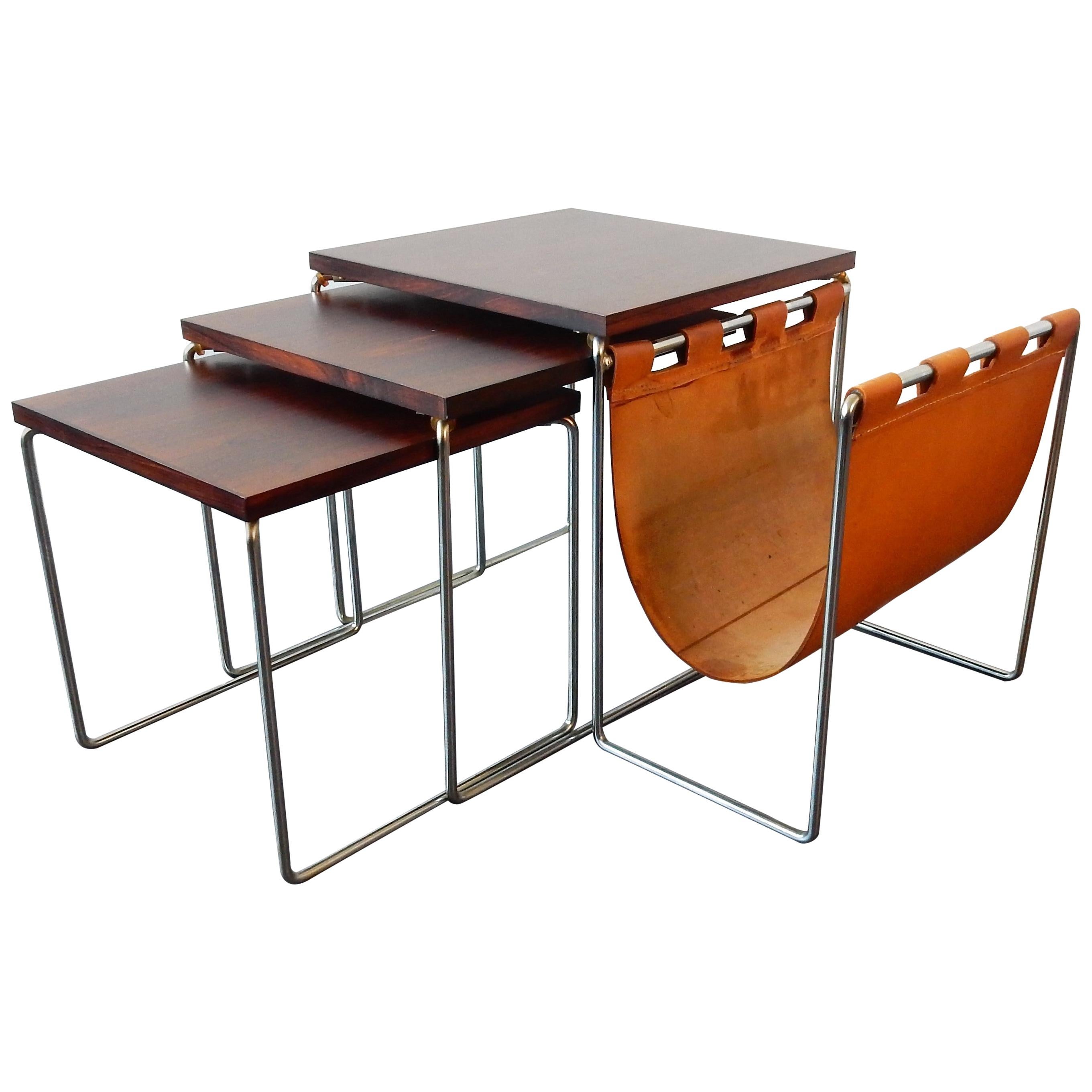 Mimi Set of 3 Nesting Tables with Magazine Holder by Brabantia, the