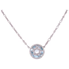 Mimi So Aquamarine Diamond 18 Karat White Gold Pendant Necklace