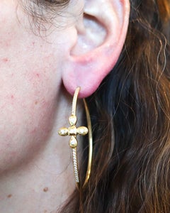 MiMi SO Pendientes Aros Contemporáneos De Oro Amarillo De 18 Kt Con Diamantes VS