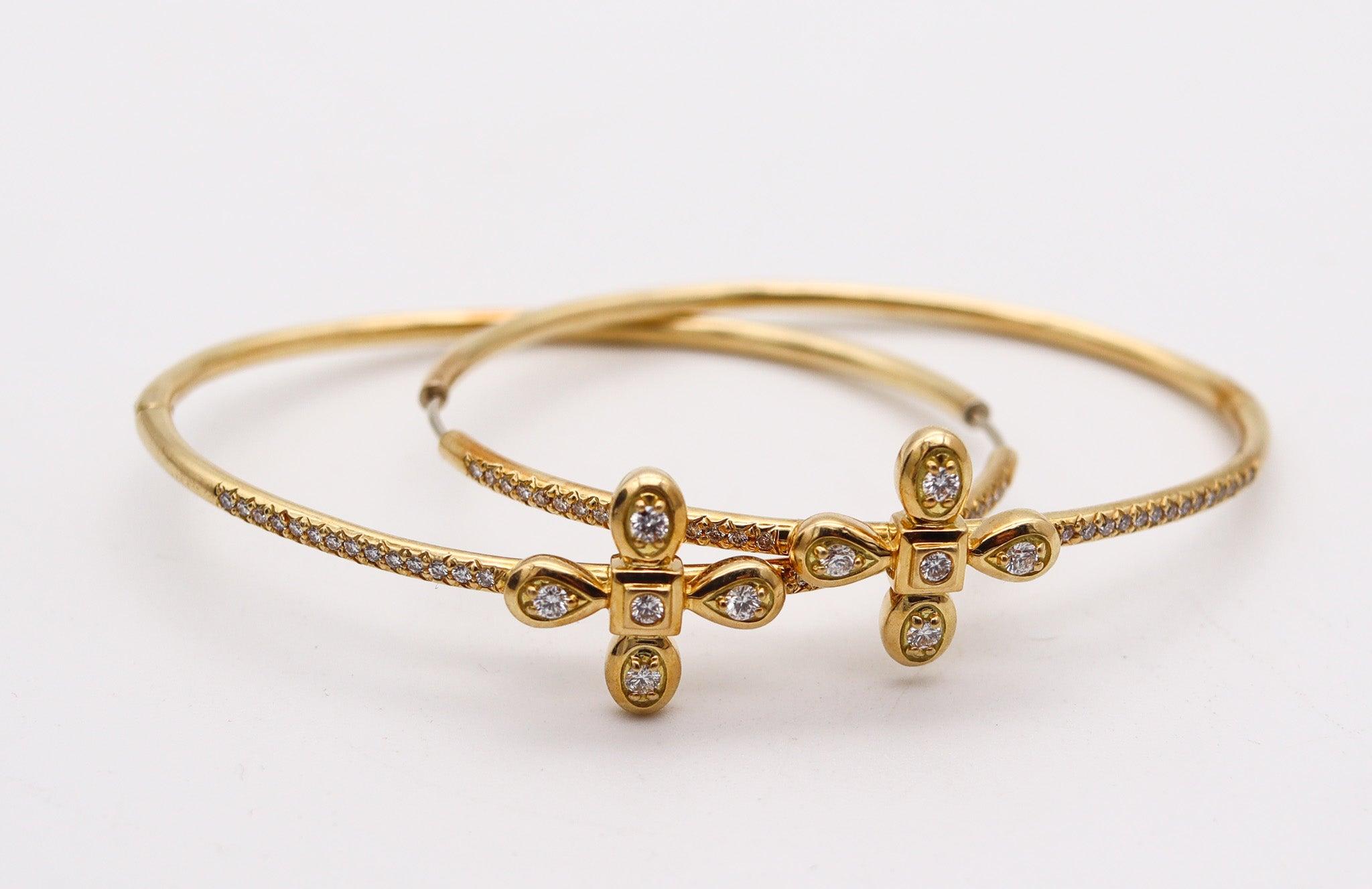 MiMi SO Contemporary Hoops Ohrringe in 18Kt Gelbgold mit VS Diamanten (Brillantschliff) im Angebot