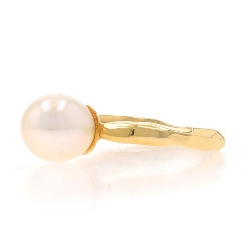 Mimi So Cultured Freshwater Pearl Solitaire Ring - Yellow Gold 18k In New Condition For Sale In Greensboro, NC