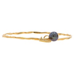 Mimi So Cultured Bracelet bracelet jonc en or jaune 18 carats avec perles de Tahiti de 7 1/2"