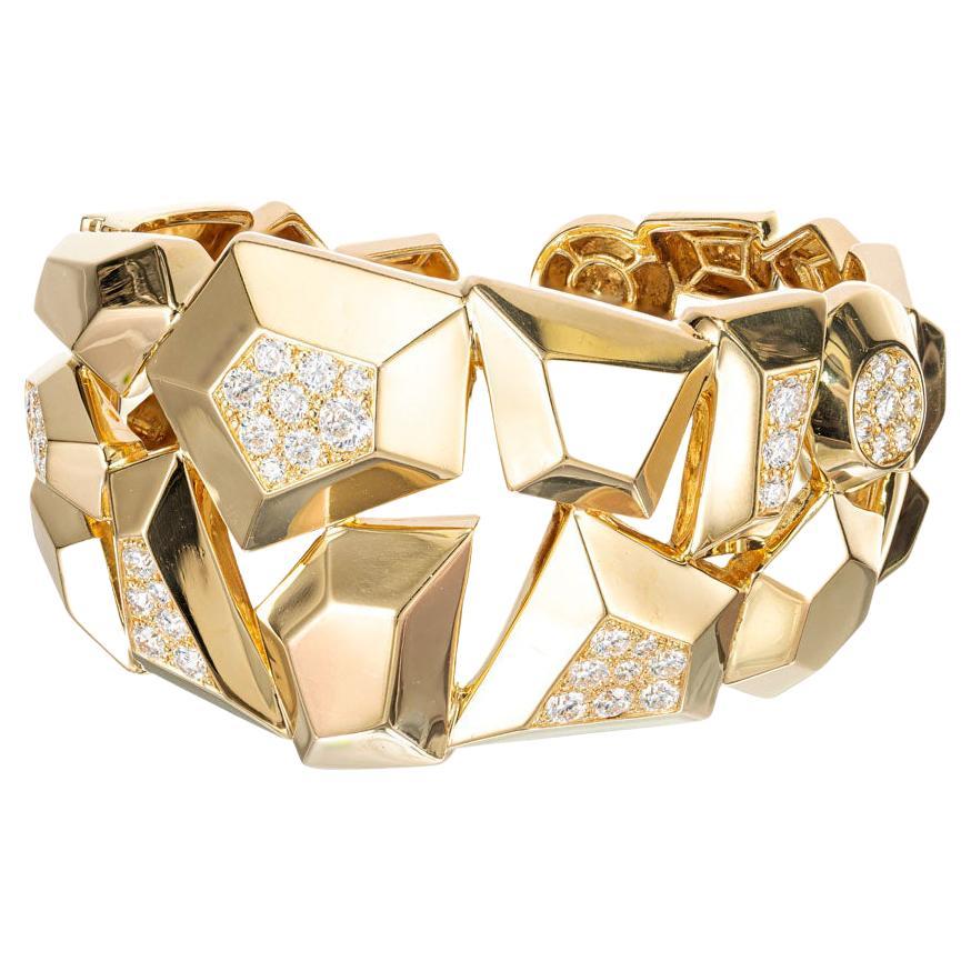 Mimi So Jackson 4.37 Carat Diamond Whimsical Gold Bangle Bracelet