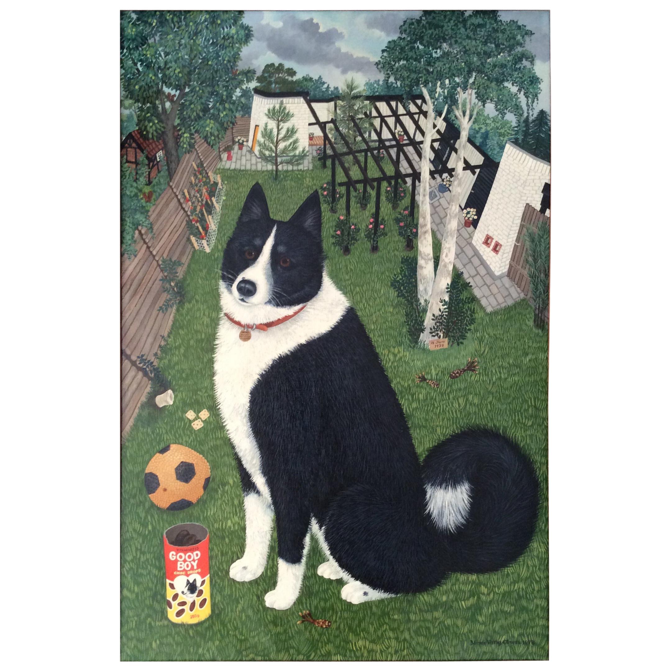 Mimi Vang Olsen Portrait of a Dog in Garden For Sale