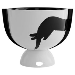 Mimicry Modern Ceramic Bowl, Black White Handmade Decorative Piece Home Decor
