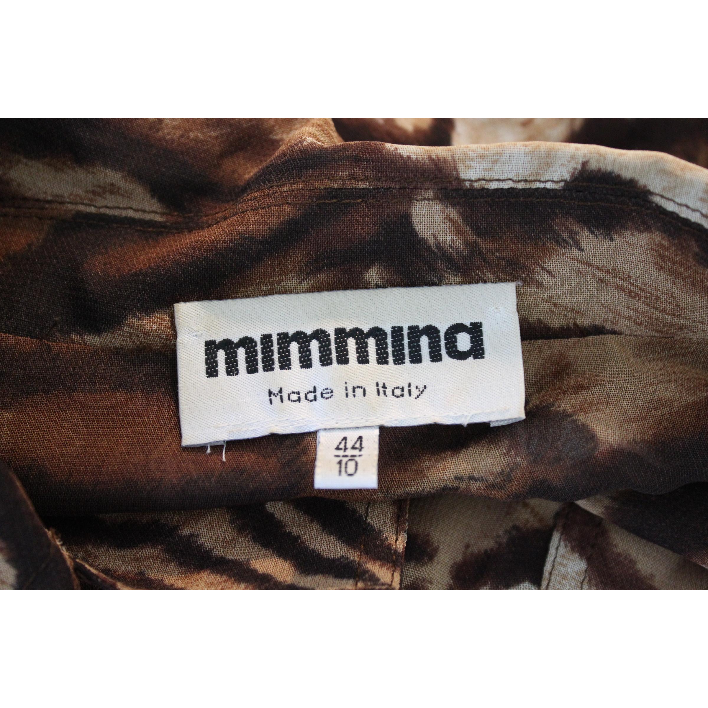 Mimmina Beige Brown Viscose Animalier Shirt Dress In Excellent Condition In Brindisi, Bt