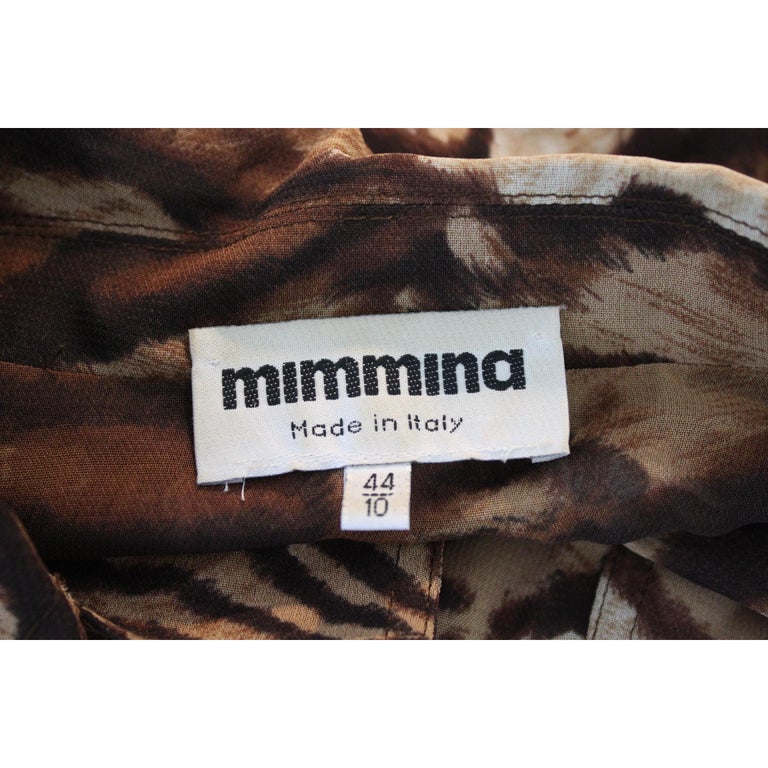 Mimmina Beige Brown Viscose Animalier Shirt Dress For Sale 1