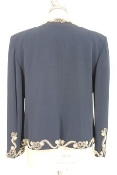 Mimmina Blue Silver Wool Sequins Beads Evening Classic Jacket 1980s