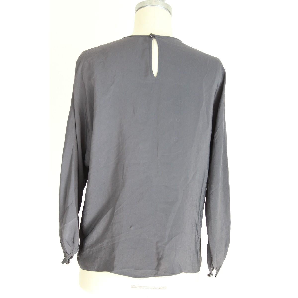 gray silk blouse