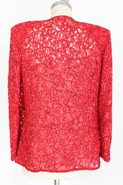 Mimmina Red Lace Sequins Beads Evening Jacket 1980s