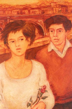 Meeting - Oil Paint by Mimmo Andriuoli - 1990s