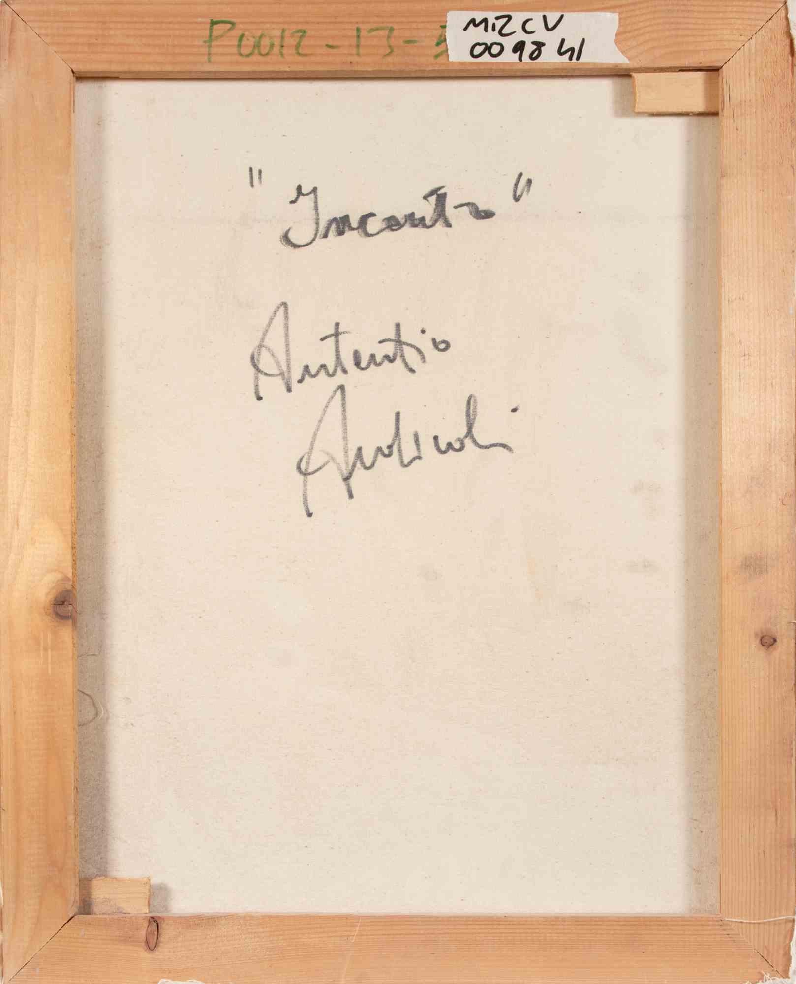 Treffen - Ölgemälde von Mimmo Andriuoli - 1990er Jahre im Angebot 3