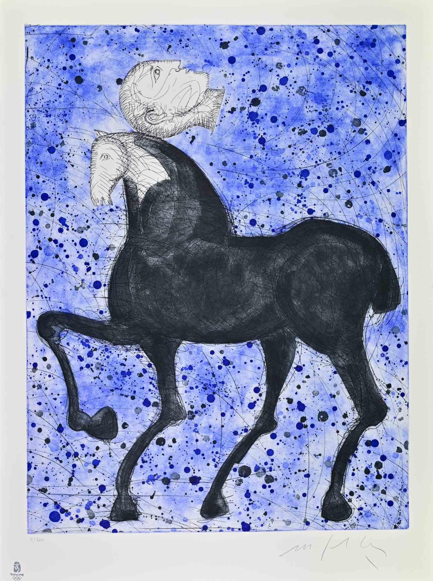 Horse and Knight, Olympic Games - Etching by Mimmo Paladino - 2008