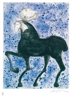 Horse and Knight, Olympic Games - Original Etching by Mimmo Paladino - 2008