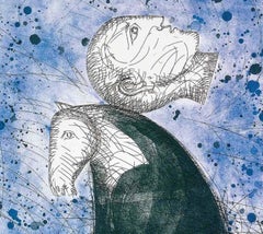 Cavallo e cavaliere - Acquaforte originale di Mimmo Paladino - 2008
