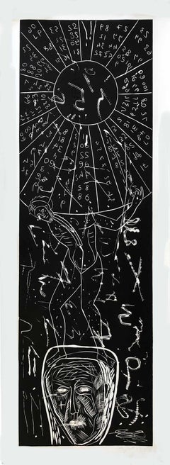 Huge Italian Neo Expressionist Mimmo Paladino Linoleum Block Print Atlantico
